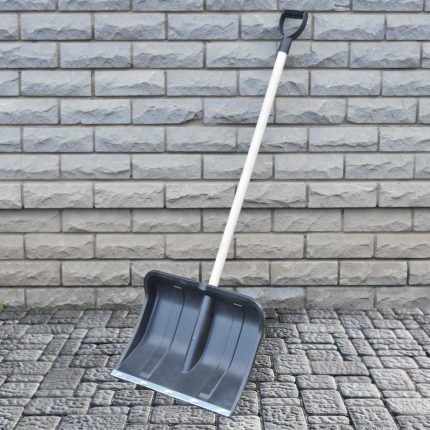 Лопата снеговая "Вьюга №2" с планкой (500*375), деревянным черенком и V-ручкой