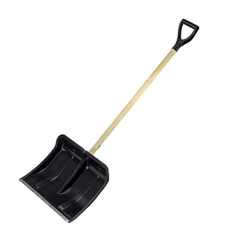 Лопата снеговая "Богатырь" с алюминиевой планкой (500*375), деревянным черенком и V-ручкой