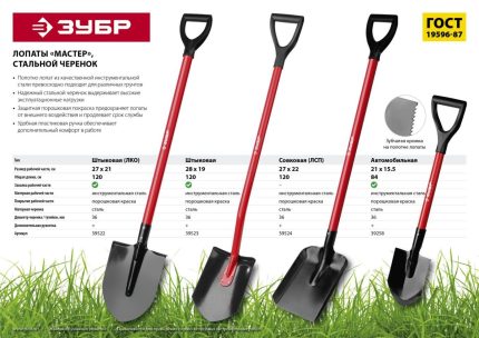 Лопата ЗУБР "Мастер" штыковая, ЛКО, стальной черенок, с рукояткой 39522