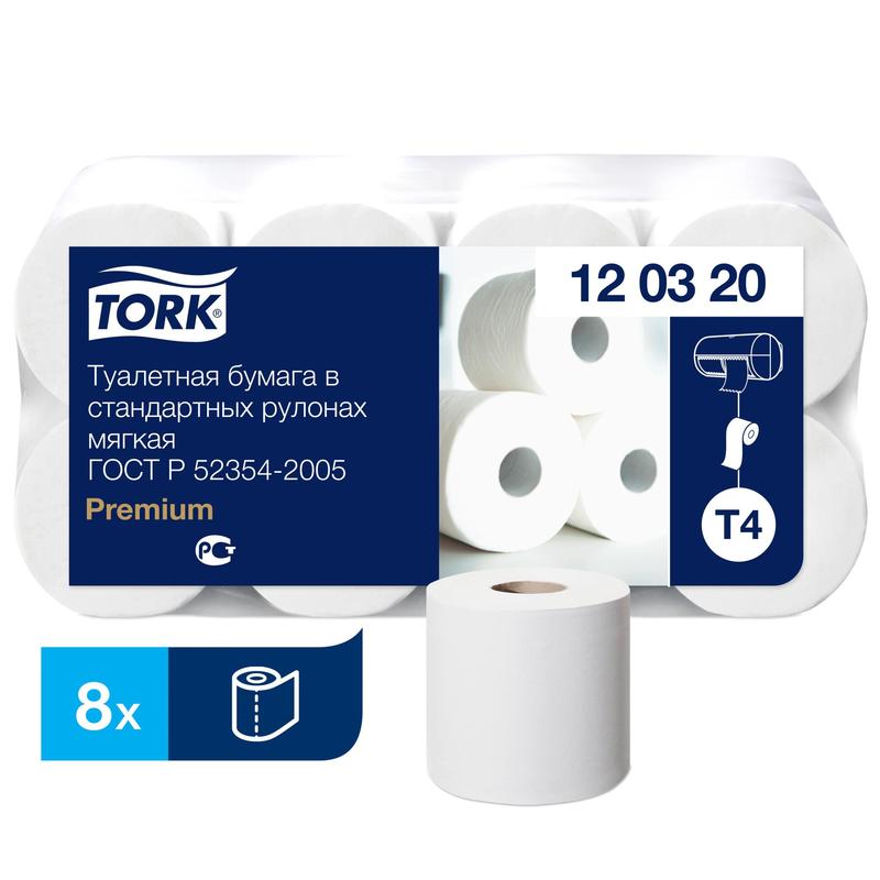 Бумага туалетная TORK 2-х слойная, 8шт, (8*23м), белая, арт. 120320 Бумага туалетная TORK 2-х слойная, 8шт, (8*23м), белая, арт. 120320