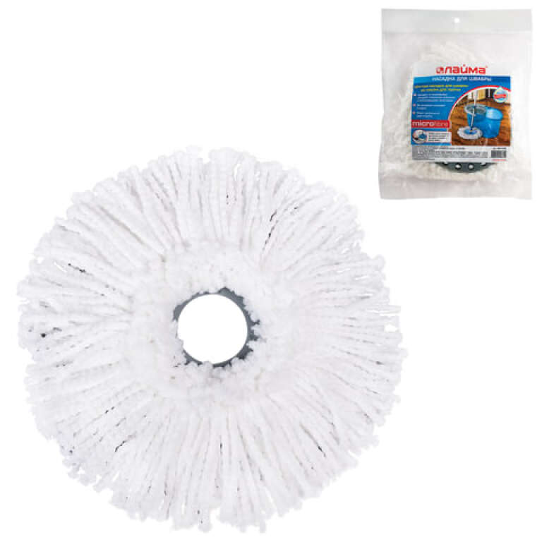 Насадка для швабры МОП Лайма круглая,крепление кольцо,d16см,микрофибра,арт. 601488