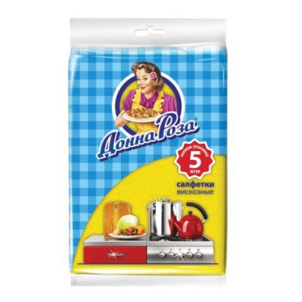 Салфетка бытовая "Донна Роза" вискоза (25*38см) 5шт
