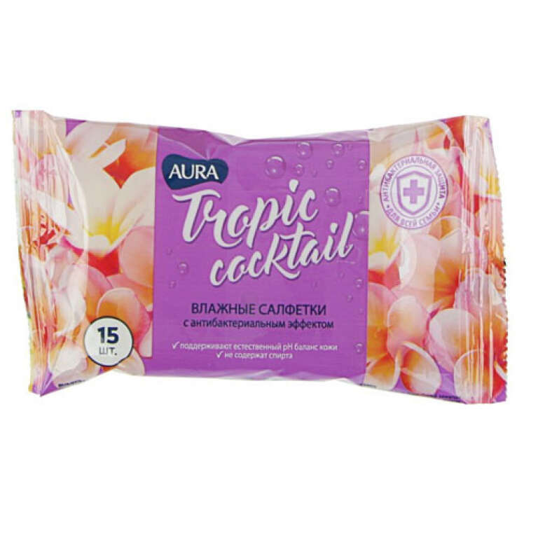 Салфетки влажные Aura, 15шт