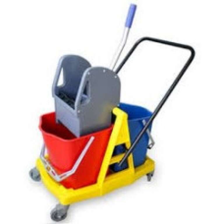 Тележка двухведерная 2*23 с отжимом и корзиной Н0218