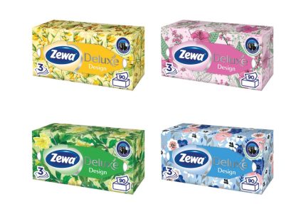 Салфетки косметические 3-слойные ZEWA Delux Design, 90 шт., в картонном боксе, арт. 28420