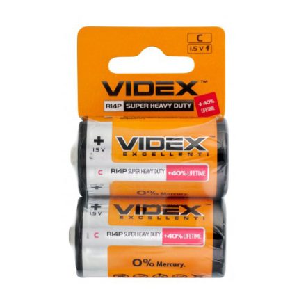 Батарейка VIDEX R14/C 2pcs