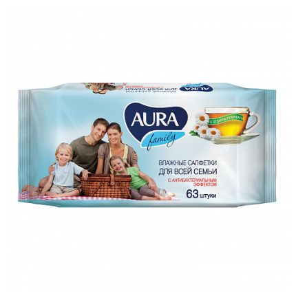 Салфетки влажные Aura, 60шт