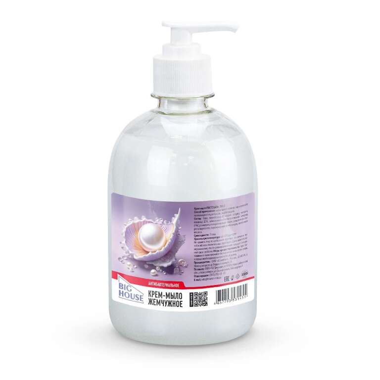 Крем-мыло жидкое Big House Жемчужное антибак 500мл с дозат г/к/30