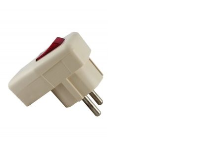 Вилка  угловая с/з 16А 250Вт белая с выкл