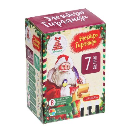 Гирлянда электрическая Вьюн СНОУ БУМ 7м, 100 ламп, мультицвет, 8 режимов, 220В,арт.384-023