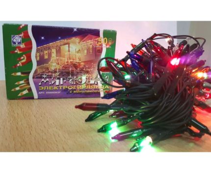 Гирлянда нить ES00100/5F TL-004 100L 100 миниламп свеча разноцвет 6 м 156 W 5 режимов
