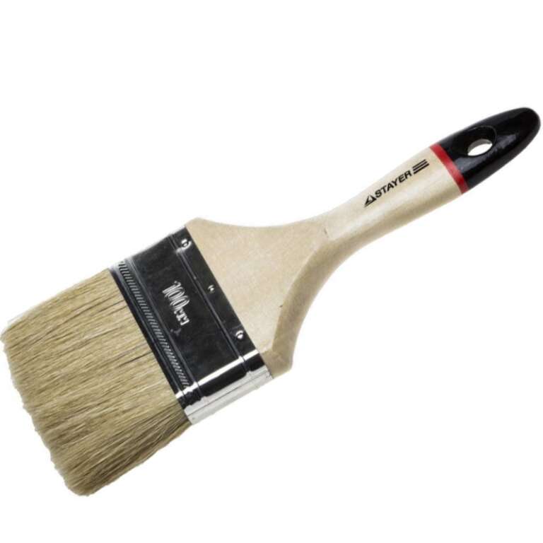 Кисть плоская STAYER UNIVERSAL-EURO, светлая натуральная щетина, пластмассовая ручка, 100мм
