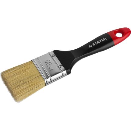 Кисть плоская STAYER UNIVERSAL-EURO, светлая натуральная щетина, пластмассовая ручка, 75мм (0108-75)