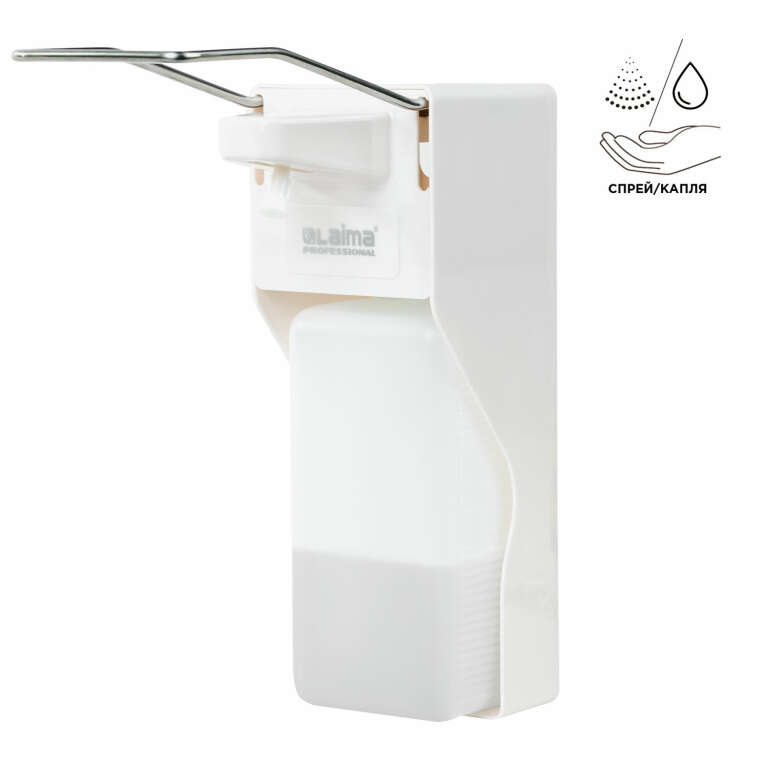 Дозатор локтевой для антисептика и мыла УНИВЕРСАЛЬНЫЙ, с еврофлаконом 1 л, LAIMA, ABS-пластик 607326