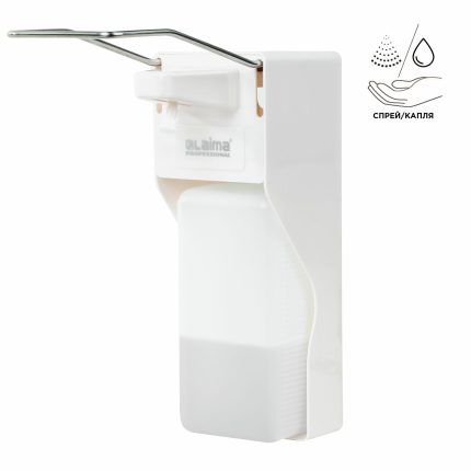 Дозатор локтевой для антисептика и мыла УНИВЕРСАЛЬНЫЙ, с еврофлаконом 1 л, LAIMA, ABS-пластик 607326