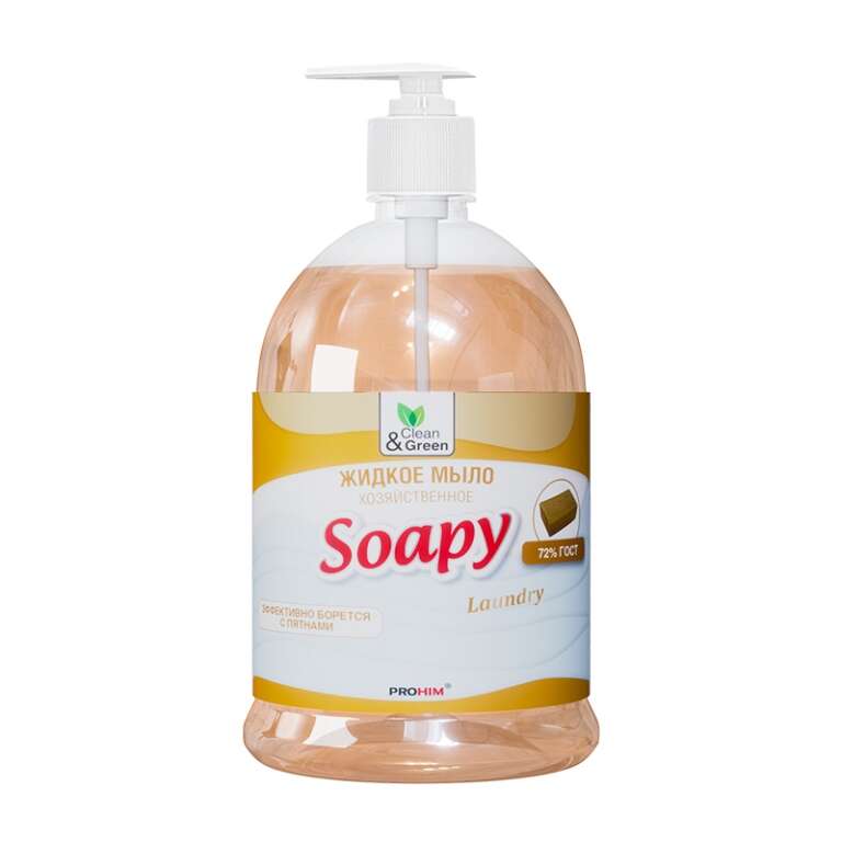Жидкое мыло "Soapy" хозяйственное с дозатором 1000мл Clean&Green CG8097