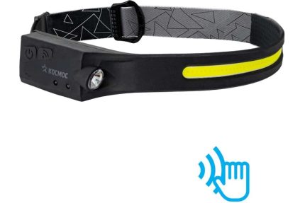 Фонарь налобный Космос KOC504Lit (лит.акк.3,7V1,2Ah)1св/д 2W+COB 20W,130lm+400lm,type C,сенсор,IP54
