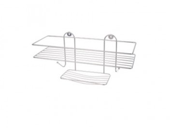 Полка настенная с мыльницей 2 крючка хром 325233