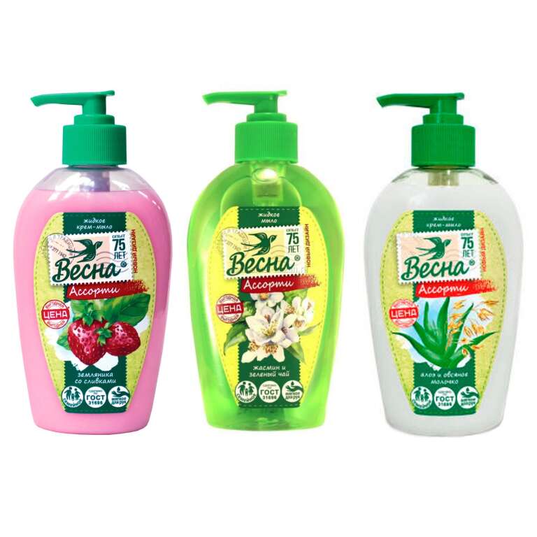 Мыло жидкое "Весна" 280гр в ассортименте