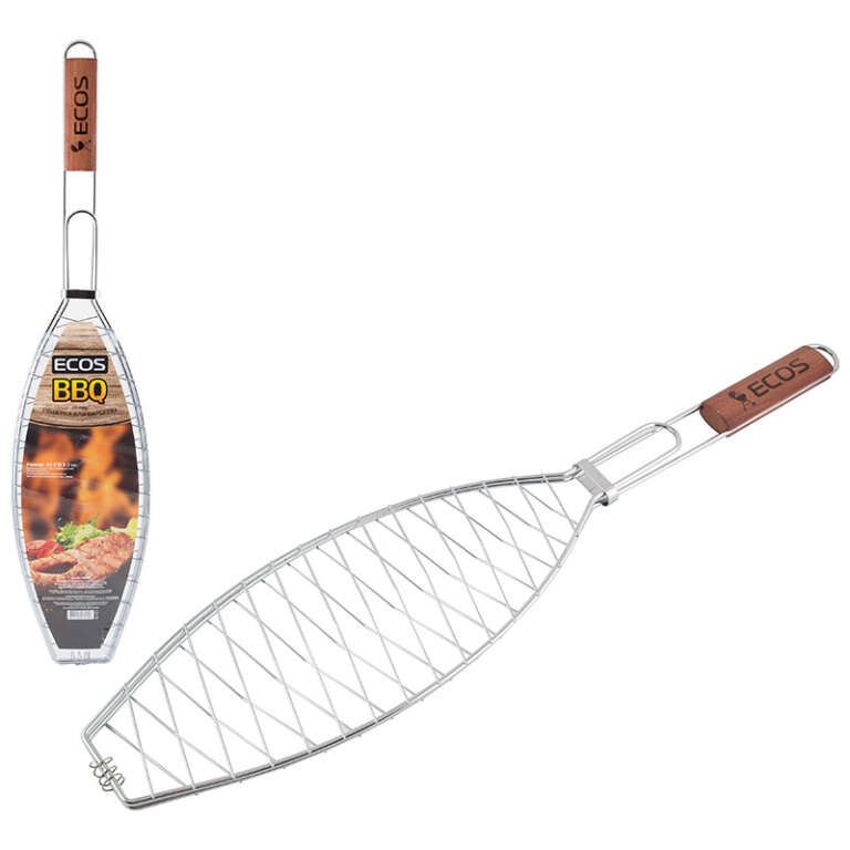 Решетка-гриль д/рыбы Ecos 40*15*2см /дл.68см (4.5/1.8мм) хром,сталь 999614