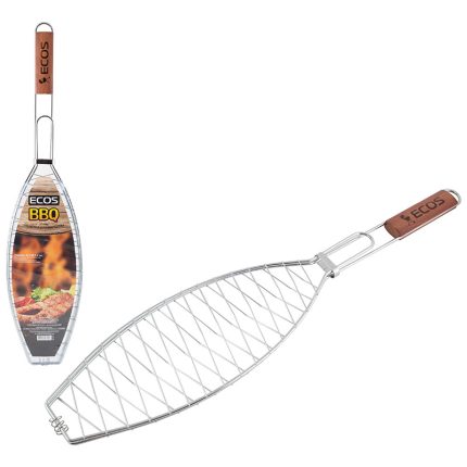 Решетка-гриль д/рыбы Ecos 40*15*2см /дл.68см (4.5/1.8мм) хром,сталь 999614