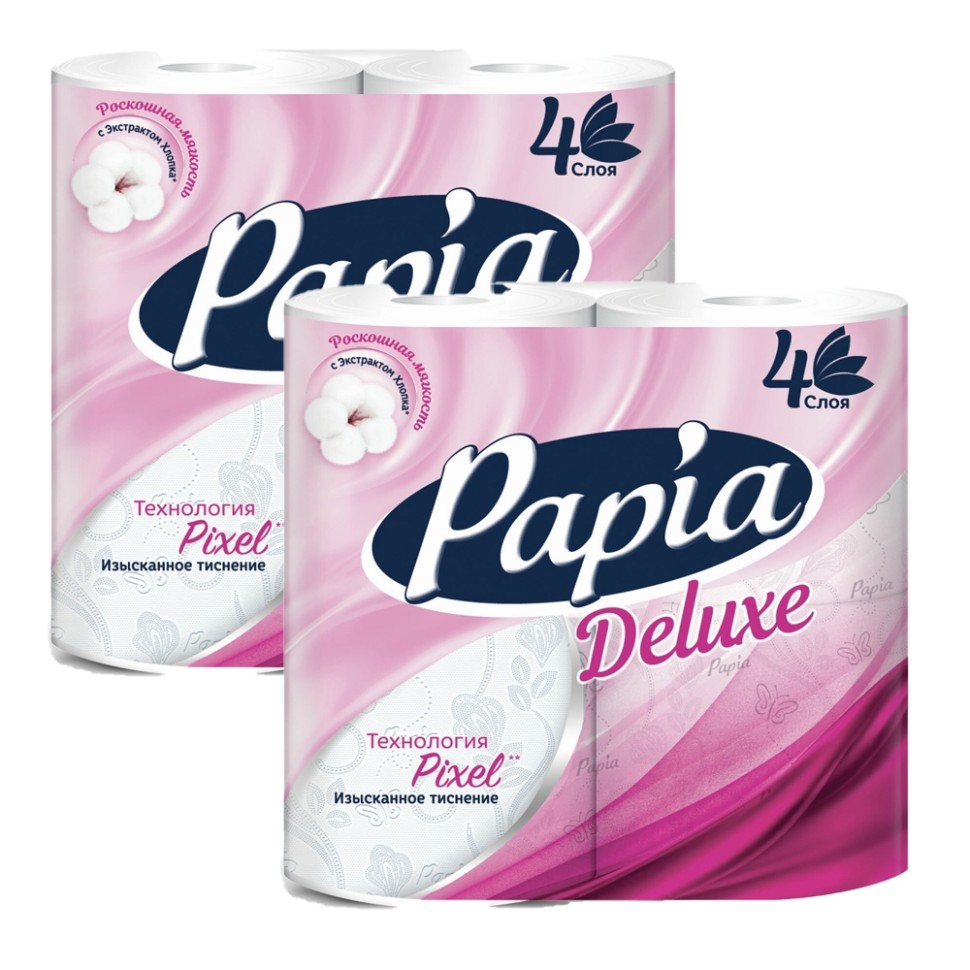 Бумага туалетная быт спайка 4 шт 4-слойная (4х16 м) PAPIA DELUXE белая 5080736 Бумага туалетная быт спайка 4 шт 4-слойная (4х16 м) PAPIA DELUXE белая 5080736