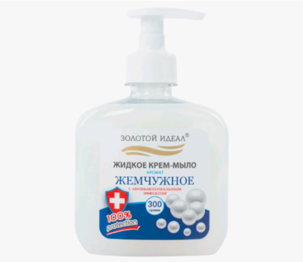 Мыло-крем жидкое 300 г ЗОЛОТОЙ ИДЕАЛ "Жемчужное", с антибактериальным эффектом, дозатор