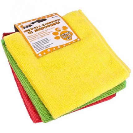 Салфетка хоз. РЫЖИЙ КОТ универсальная, микрофибра, 30 х 30 см, 3 штуки (MFS-02/3)