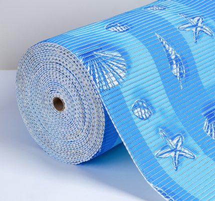 Коврик для ванной «Ракушки»,голубой, ширина 65 см, рулон 15 м