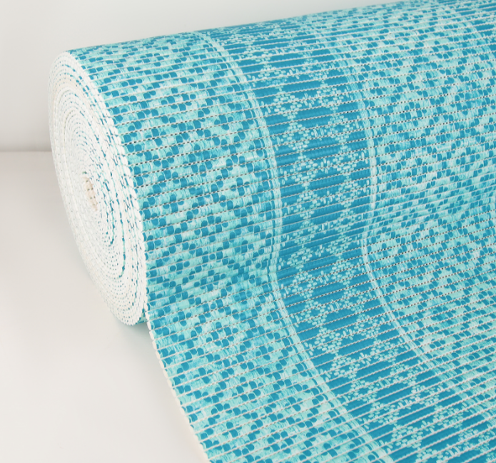 Коврик для ванной «Квадраты»,голубой, ширина 65 см, рулон 15 м