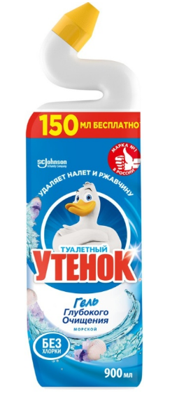 Средство чистящее "Туалетный Утенок" 900мл Морской *12