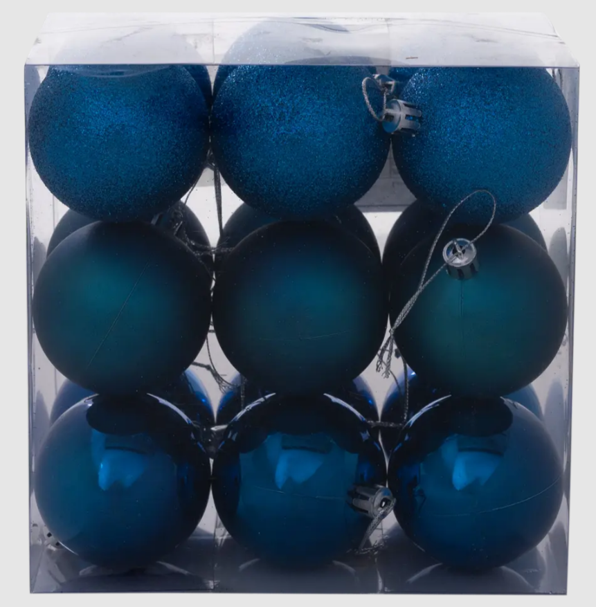 Набор елочных шаров 6 см синий 18 шт.