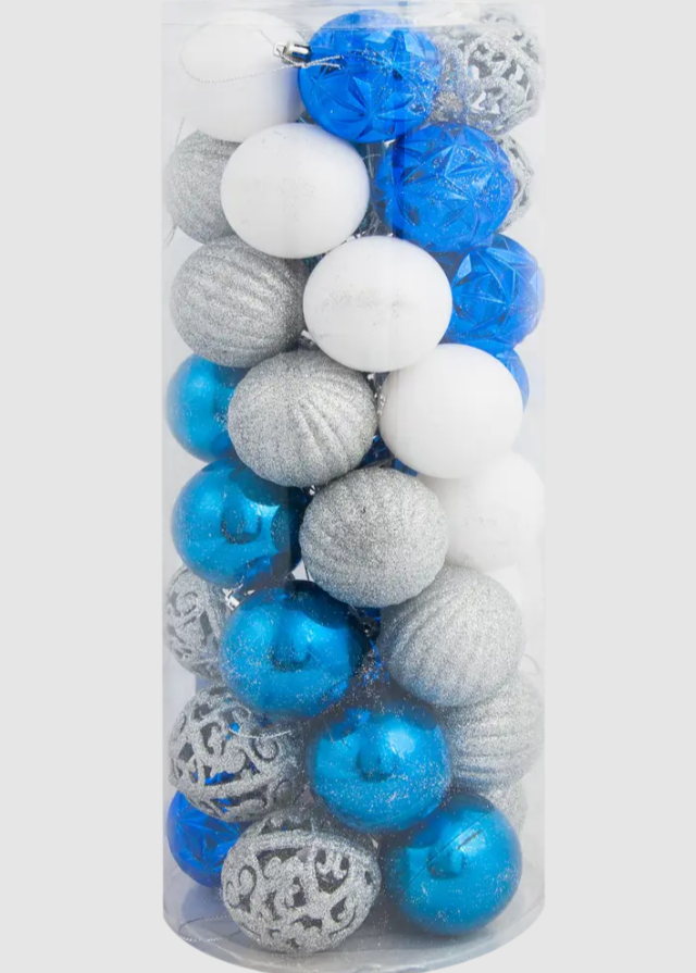 Набор ёлочных шаров 6 см цвет синий, 40 шт.