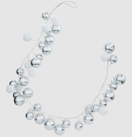 Гирлянда декоративная 180 см с шарами серый