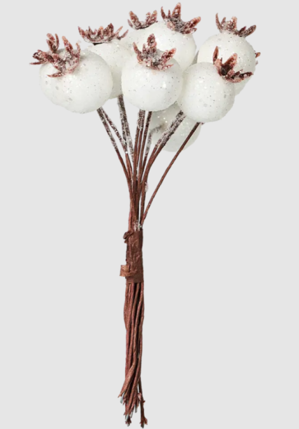 Ветка декоративная Дикая роза 11 см белый