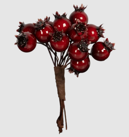 Ветка декоративная Дикая роза 11 см красный