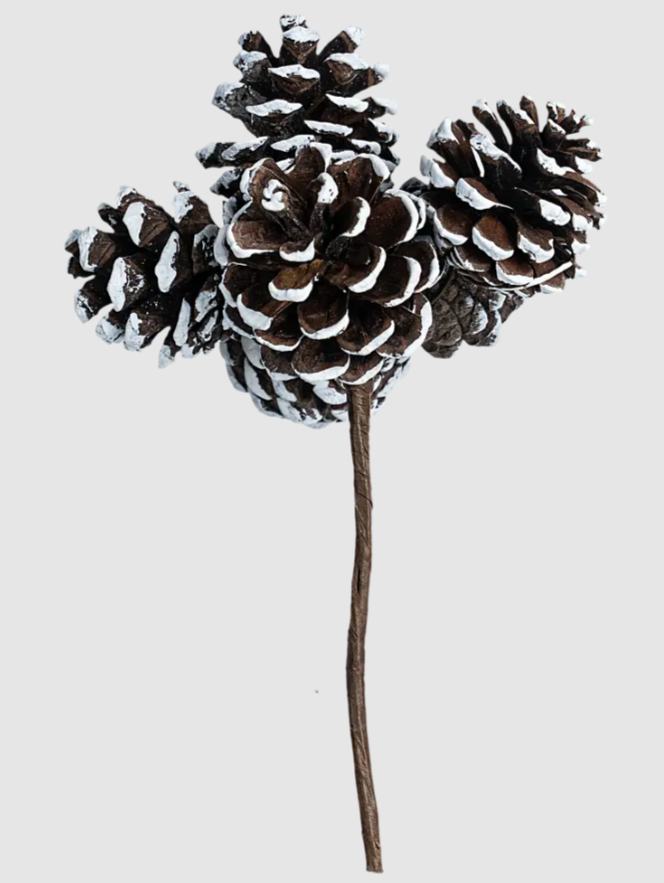 Ветка декоративная Шишки 14 см белый